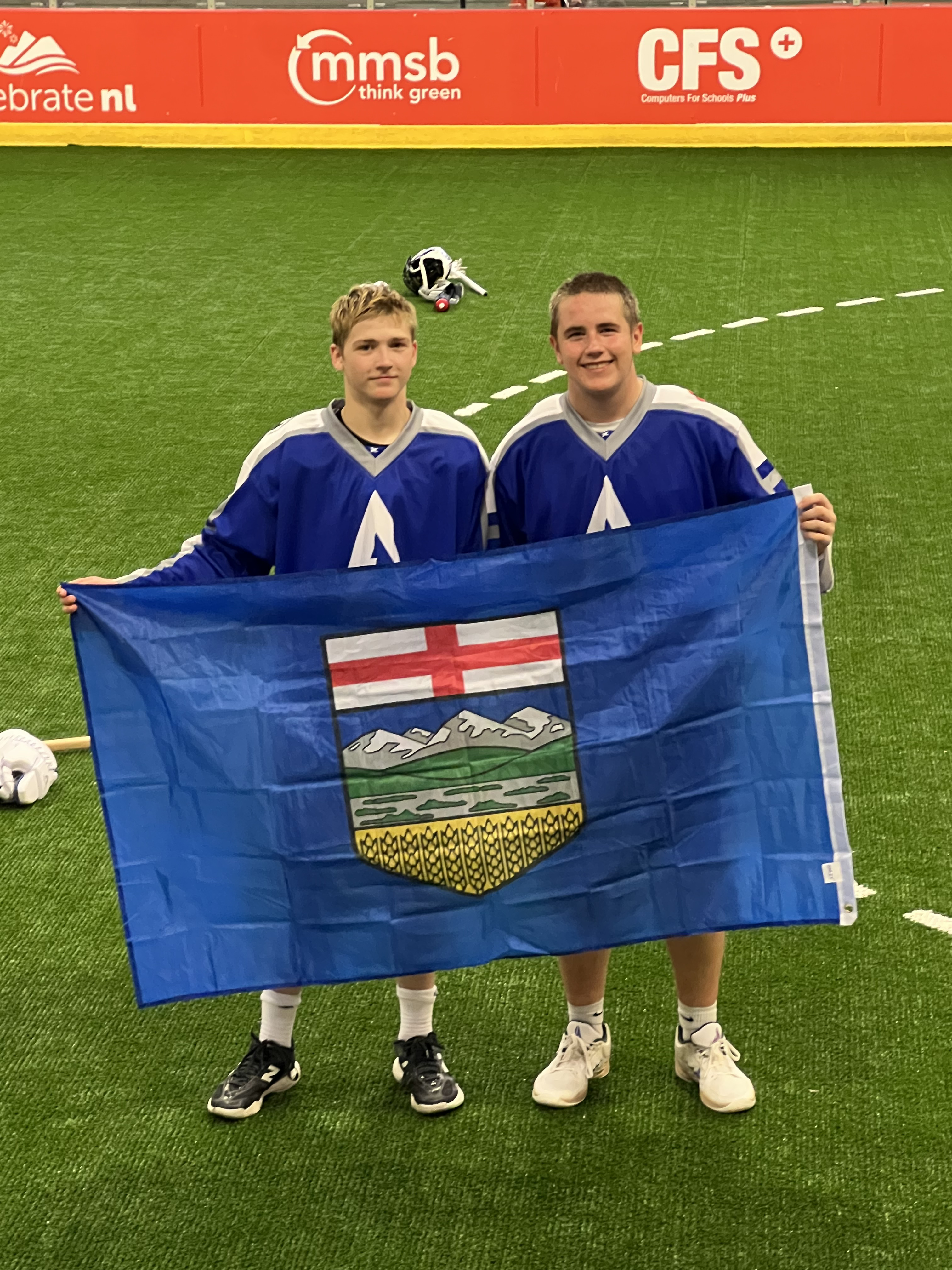 Luc and Kian with AB Flag